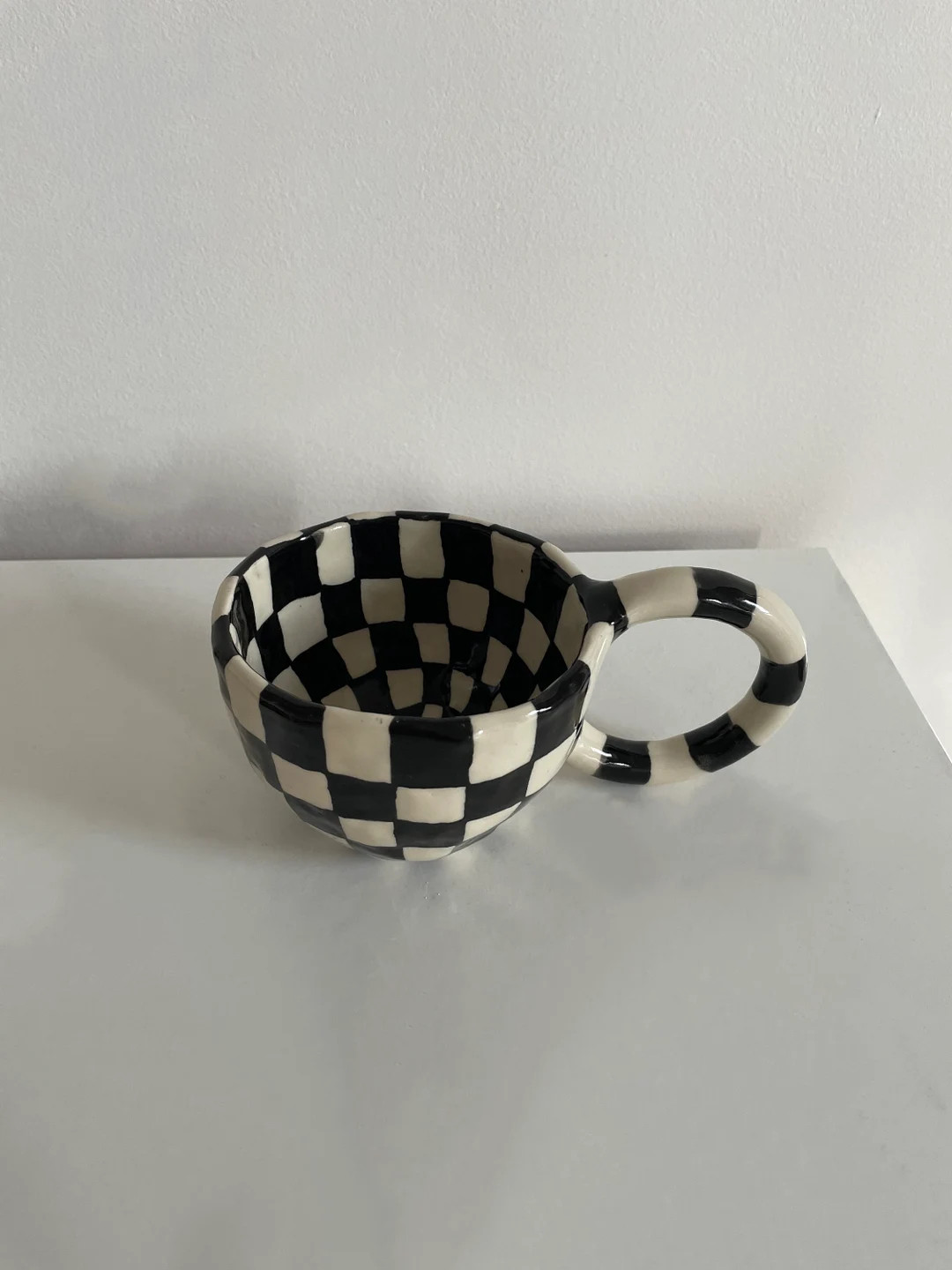 XL Black & White Checkered Mug - Etsy | Etsy (US)