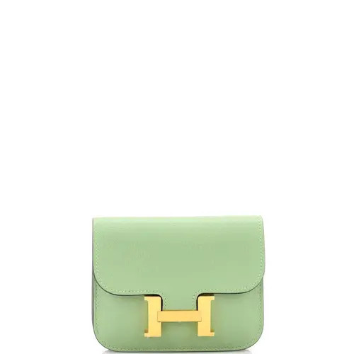 Pre-Owned Hermes Constance Slim Wallet Evercolor in Green at Nordstrom | Nordstrom