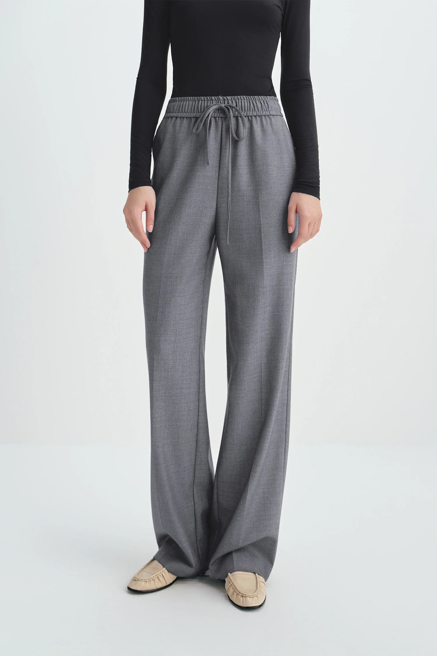 Arlin Drawstring Pants | Wool Blend | Relaxed Tailoring | Rue Sophie
