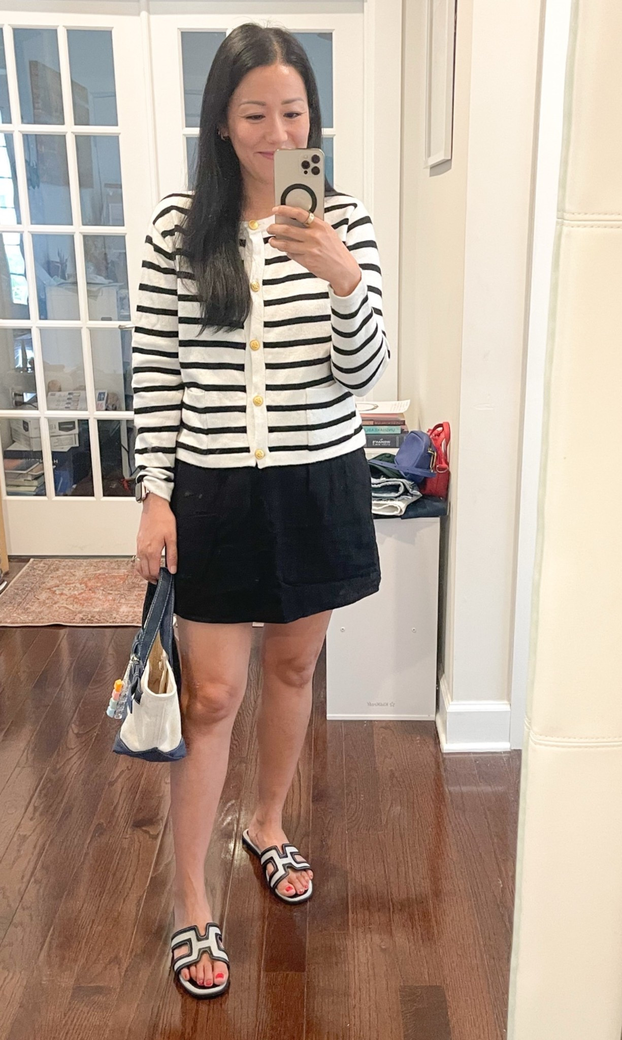 Size small cardigan
Size XS shorts
Sandals are true to size

#LTKootd #LTKmomlife #LTKOver40