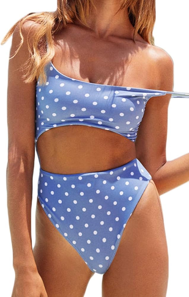 Meyeeka Womens Scoop Neck Cut Out Front Lace Up Back High Cut Monokini One Piece Swimsuit | Amazon (US)