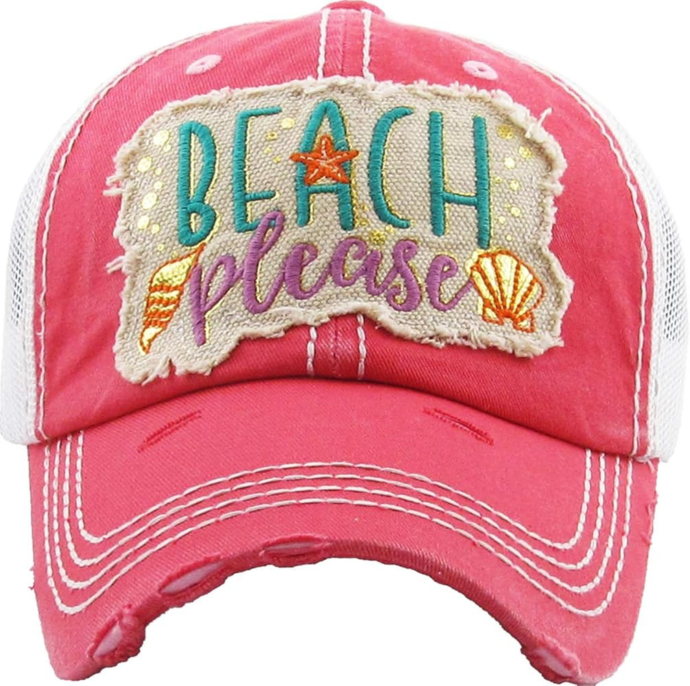 Funky Junque Distressed Baseball Cap for Women - Vintage Trucker Hat with Embroidered Patch, Wome... | Amazon (US)