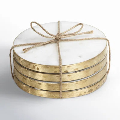 Gibbs 4-Inch Round Marble Coasters, Set of 4 | Wayfair North America
