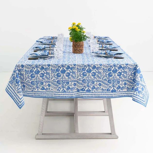 Iris Blue Tablecloth | Cailini Coastal