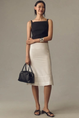 By Anthropologie Sheer Seamed Fluted Midi Skirt | Anthropologie (US)