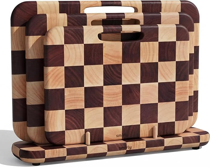 SMIRLY Wooden Cutting Boards for Kitchen, Double-Sided Cutting Board with Handle, Heavy Duty Soli... | Amazon (US)