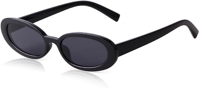SDINM Retro 90s Oval Sunglasses for Women Vintage Small Narrow Tinted Black Tortoise Shell Glasse... | Amazon (US)
