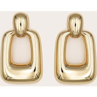 Gold Chunky Rectangle Cut Out Statement Earrings | PrettyLittleThing US