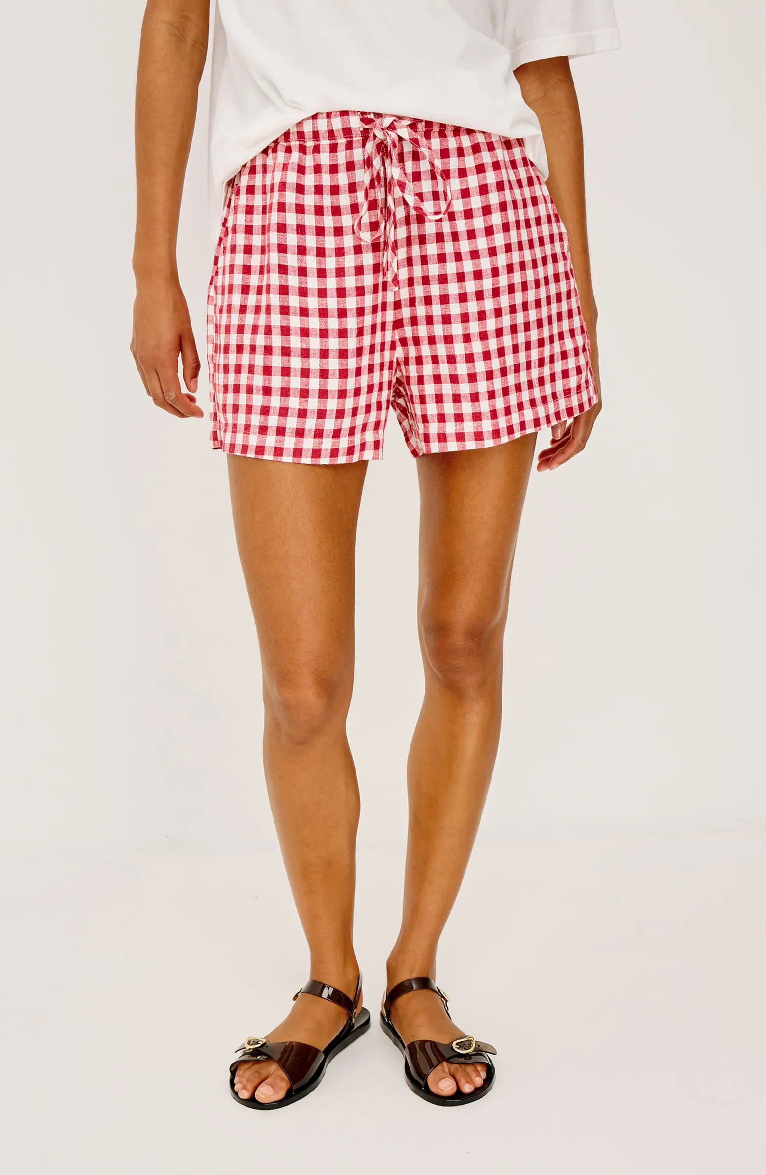 Rails Jenner Gingham Pull-On Linen Shorts | Nordstrom | Nordstrom