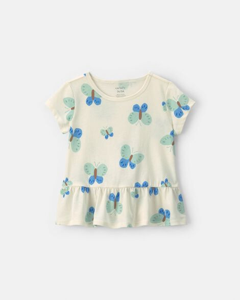 Toddler Girl Butterfly Peplum Top - Cream | Carter's Inc