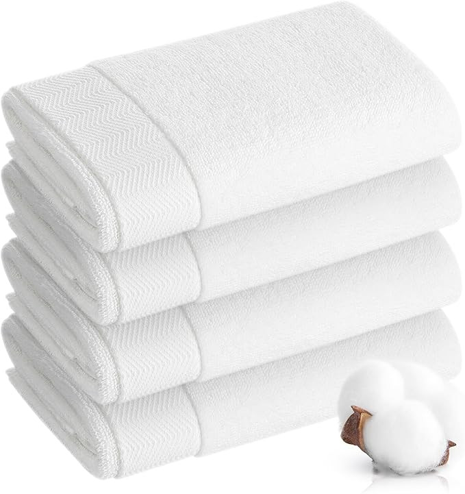Hand Towel - 100% Cotton White Towels for Bathroom and Gym,Dorm Room Essentials,Soft Hand Towels ... | Amazon (US)