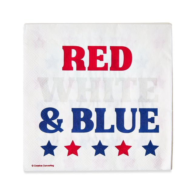Patriotic Red, White & Blue 6.5" Paper Napkins with Matching Stars, 16 Count, by Way To Celebrate... | Walmart (US)