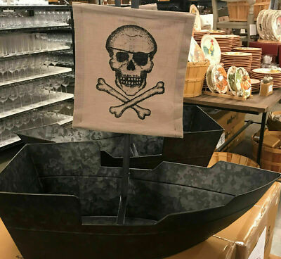 Pottery Barn Galvanized Pirate Ship Halloween Boat Party Ice Bucket 30"w  #5999 | eBay US
