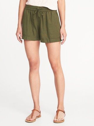 Mid-Rise Pull-On Linen-Blend Shorts for Women (4") | Old Navy US