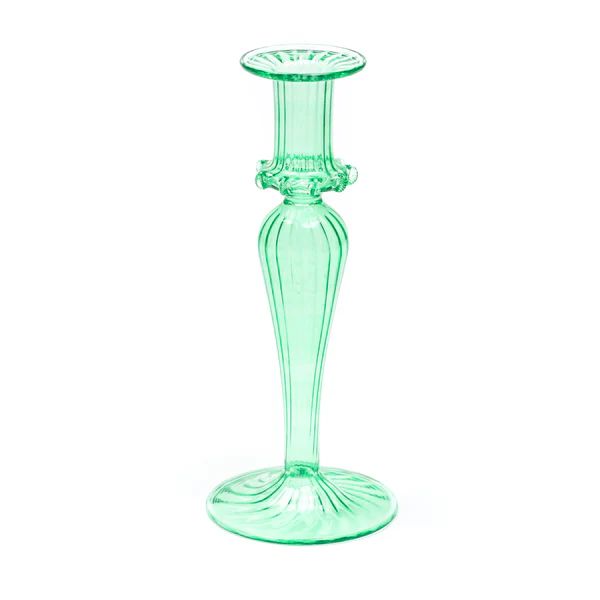 Vienna Glass Candlestick, Green | The Avenue