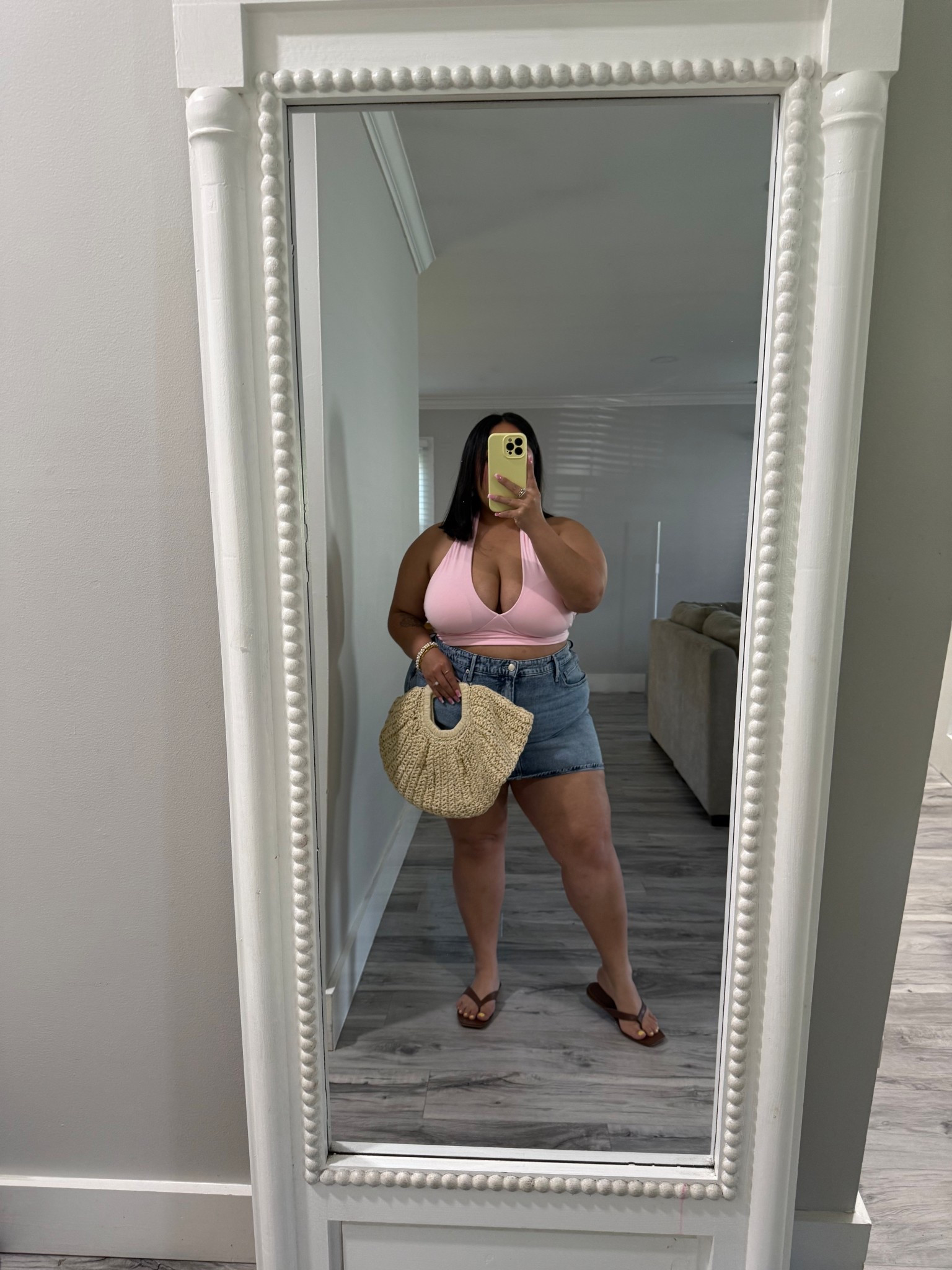 Summer outfit of the day! 

Denim skirt outfit, summer edit, pink halter,
Beach outfit, vacation outfit, curvy style 

#LTKSummerEdit #LTKPlusSize #LTKPetite
