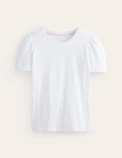 Cotton Puff Sleeve T-Shirt White Women Boden | Boden (US)