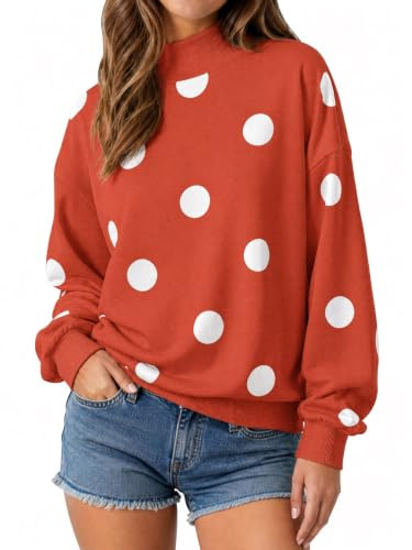 Fisoew Womens Polka Dot Sweatshirts Mock Neck Long Sleeve Pullover Tops | Amazon (US)