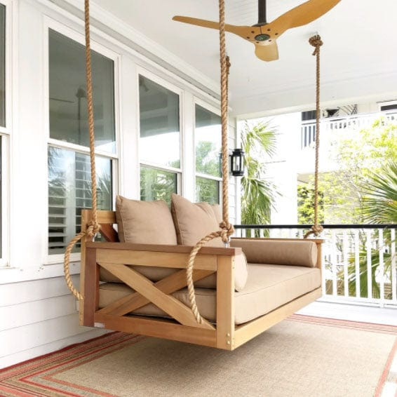 Lowcountry Swing Beds Twin, Teak The Modified Cooper River Daybed Swing | The Porch Swing Company