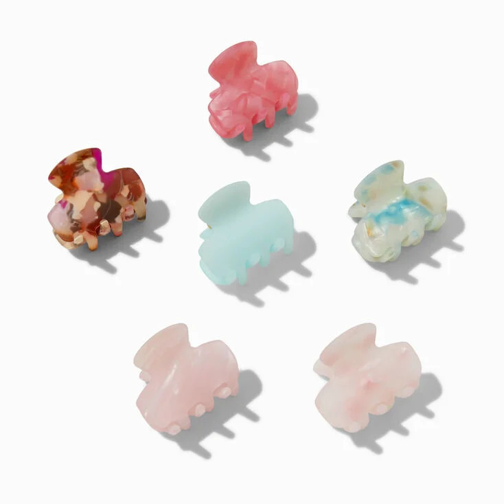 Pastel Marbled Small Hair Claws - 6 Pack | Claire's (UK)