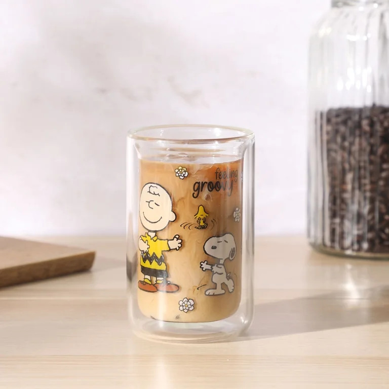 Peanuts Snoopy's Disco Party 12 Ounce Double Wall  Glass Tumbler - Charlie Brown | Walmart (US)