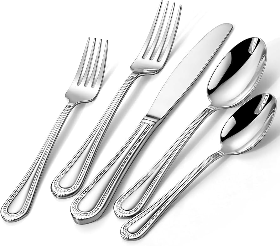 Lazycorner Silverware Set for 8, 40-Piece 18/10 Stainless Steel Flatware Set, Mirror Polished Mod... | Amazon (US)