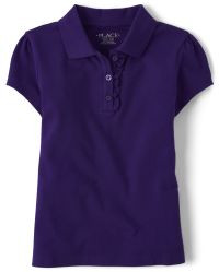 Girls Uniform Short Sleeve Ruffle Pique Polo | The Children's Place  - REGAL VIOLET | The Children's Place