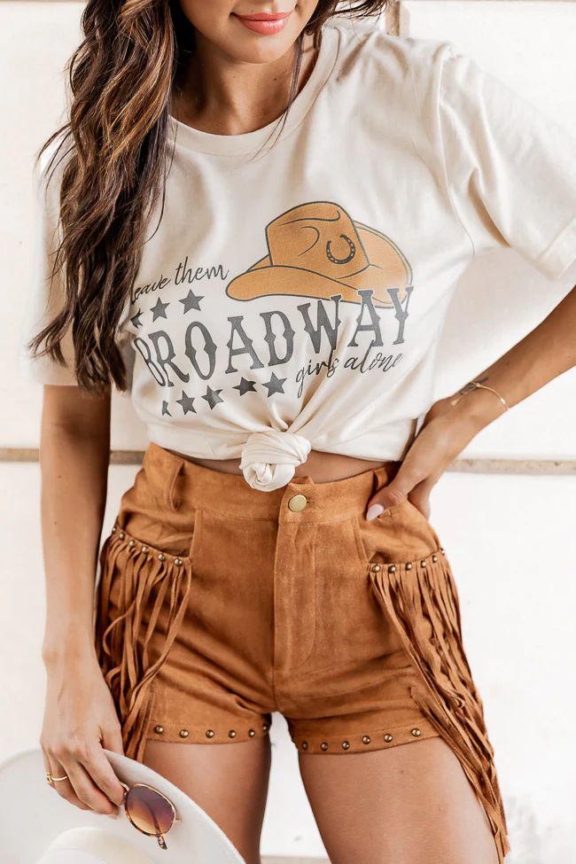 Leave Them Broadway Girls Alone Cream Graphic Tee | Pink Lily