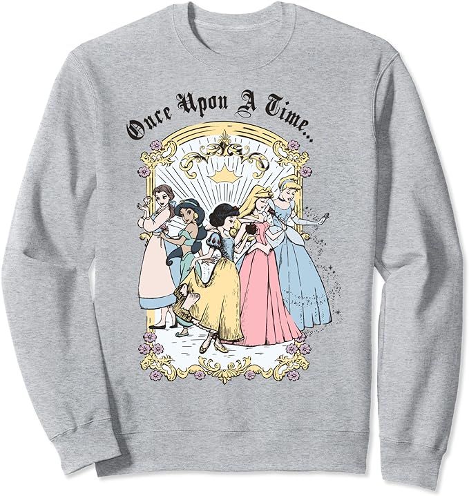 Disney Princess Once Upon A Time Vintage Cartoon Sweatshirt | Amazon (US)