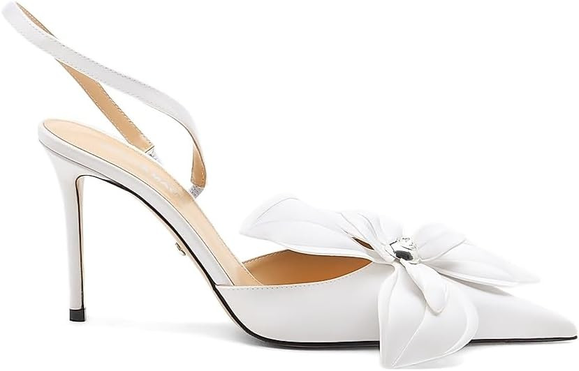 Amazon.com: Mach & Mach, Orchid 95MM Satin Pointed Toe Pumps, 37 (7), White : Luxury Stores | Amazon (US)