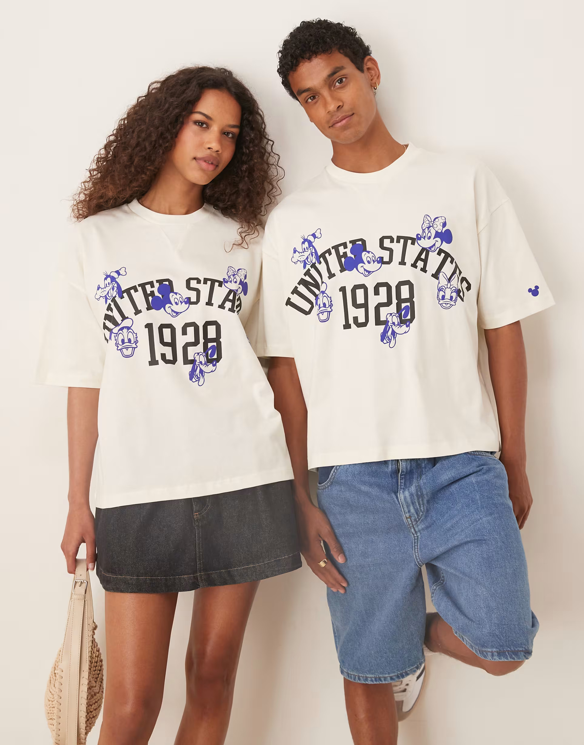 ASOS DESIGN Disney unisex boxy oversized t-shirt with Mickey Mouse & Friends prints in stone | ASOS (Global)