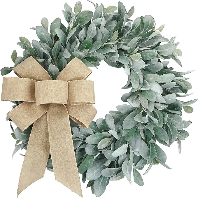 22 Inch Flocked Lambs Ear Wreaths for Front Door Wreaths for All Seasons Spring Summer Fall Autum... | Amazon (US)