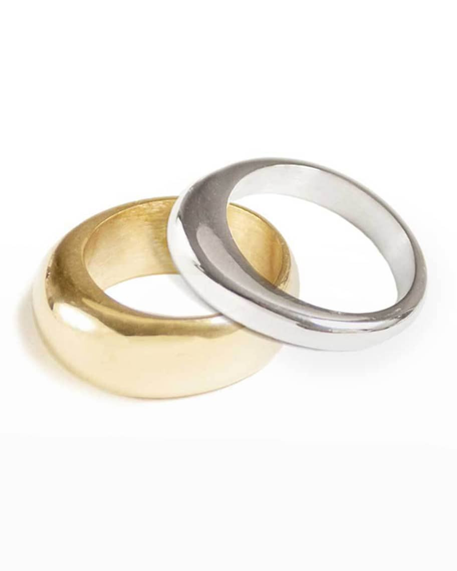 SOKO Organic Mixed Metal Stacking Rings, Set of 2, Size 5-9 | Neiman Marcus