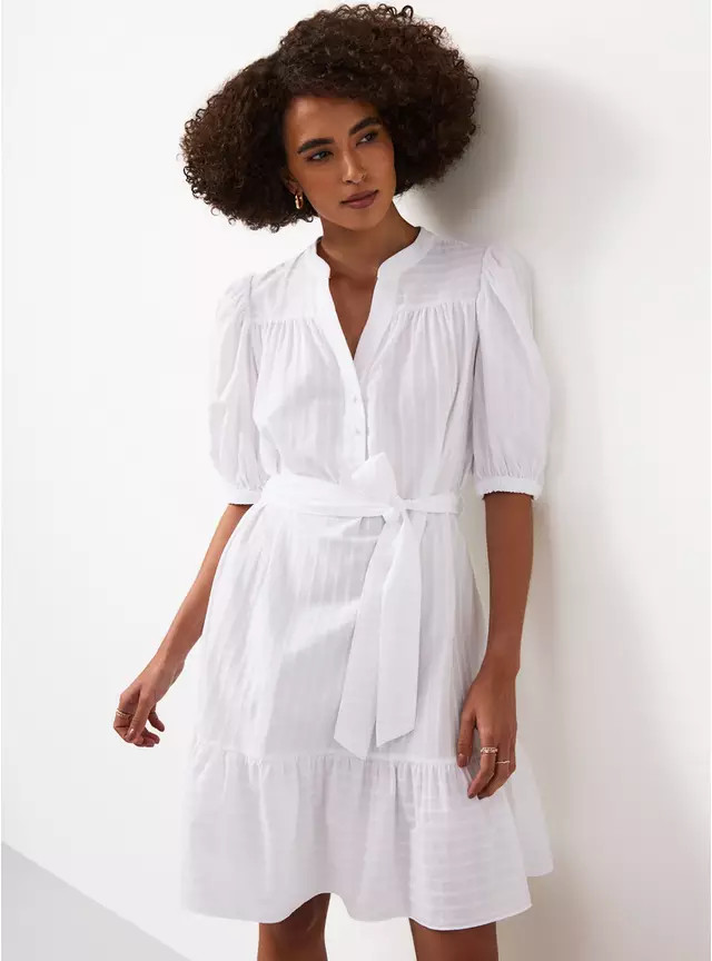 Buy White Stripe Print Mini Shirt Dress 10 | Mini dresses | Tu | Tu Clothing
