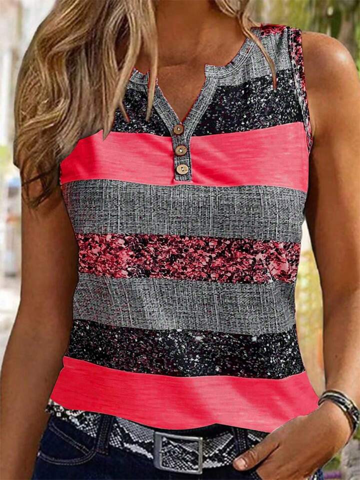EMERY ROSE Women's Fashion Striped And Printed Sleeveless Tank Top In Random Print | SHEIN