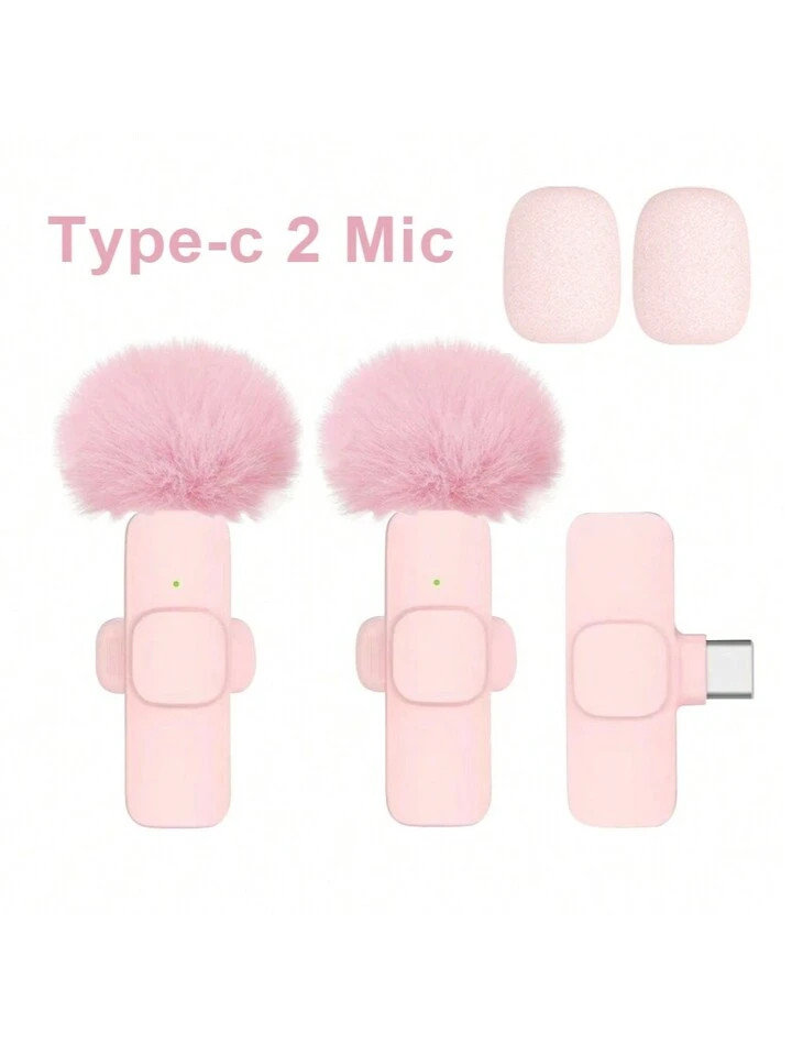 Lewinner Lewinner New Professional 2.4G Wireless Lavalier Microphone System For IPhone, IPad, Android And Laptops, Mini Pink Lapel Microphone, Noise Reduction, Long Working Time, Suitable For Live Streaming, Interviews, Video Recording, And Online Teaching | SHEIN