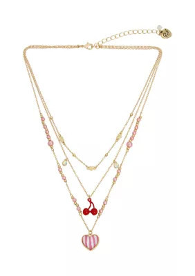 Betsey Johnson Heart Charm Layered Necklace | Belk