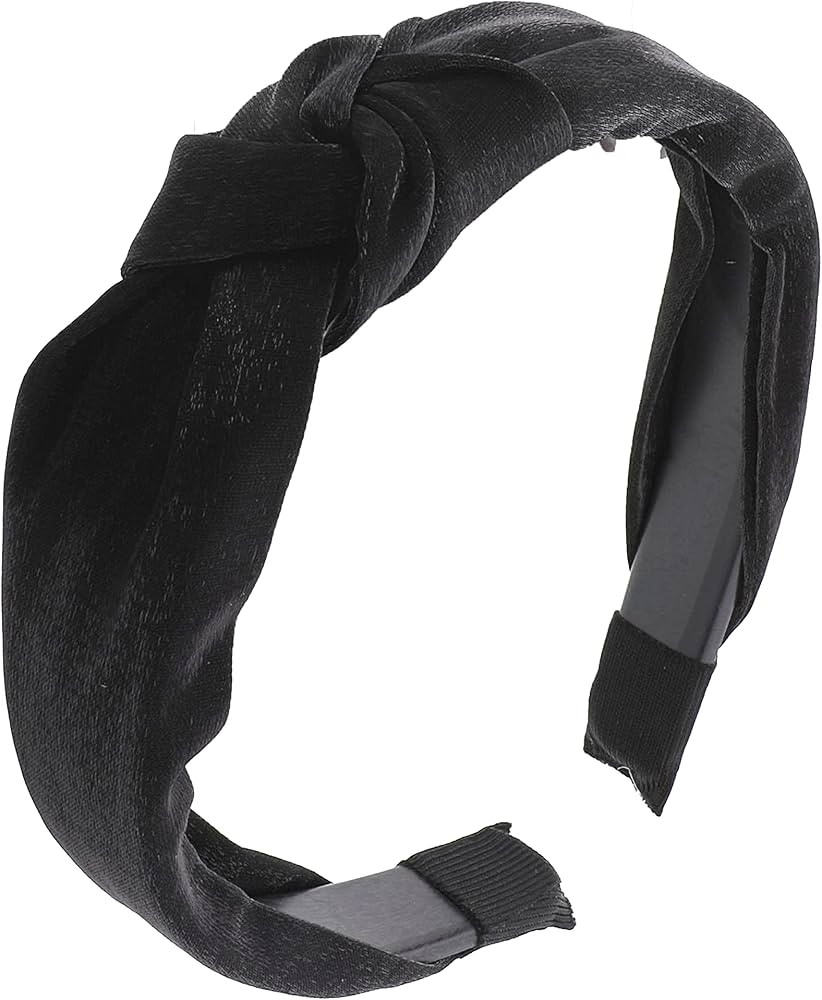Motique Accessories Shimmer Girls Satin Turban Knotted Headband - Black | Amazon (US)