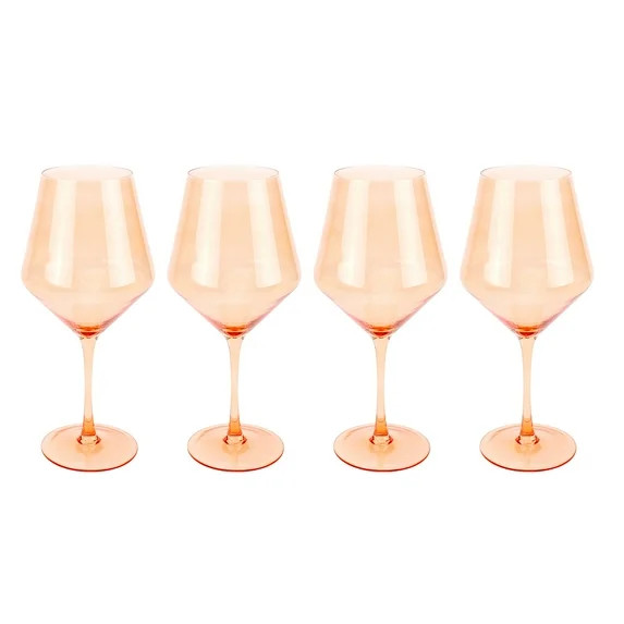 Just Feed Me by Jessie James Decker 4-Piece 22-Ounce Stemmed Wine Glass Set, Peach Amber | Walmart (US)