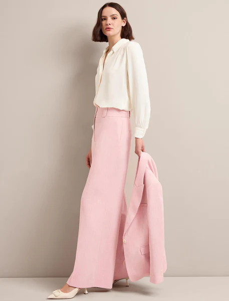 Tyler Linen Blend Trouser - Pale Pink | Cefinn