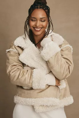 NVLT Sherpa Mix Moto Jacket | Anthropologie (US)