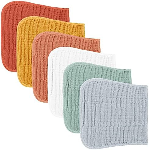 Konssy Muslin Baby Burp Cloths Sets for Unisex- 6 Pack Large 100% Cotton Burping Clothes for Newb... | Amazon (US)