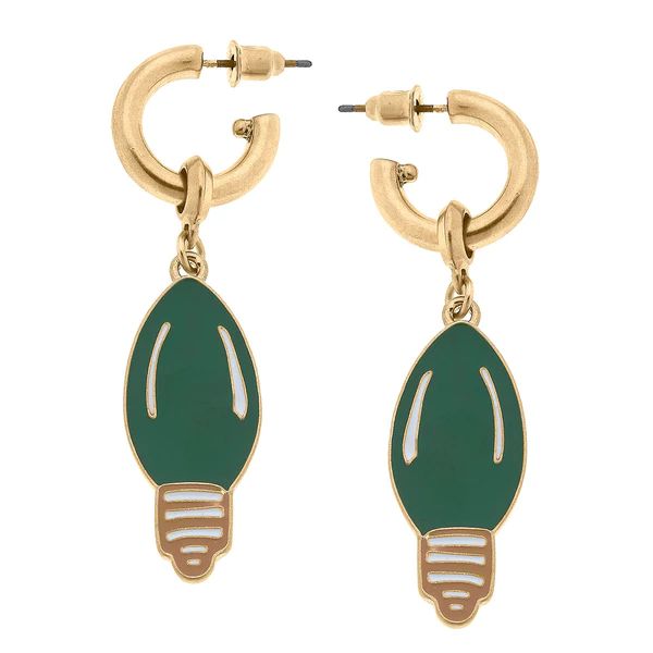 Noelle Enamel Light Bulb Earrings in Green | CANVAS