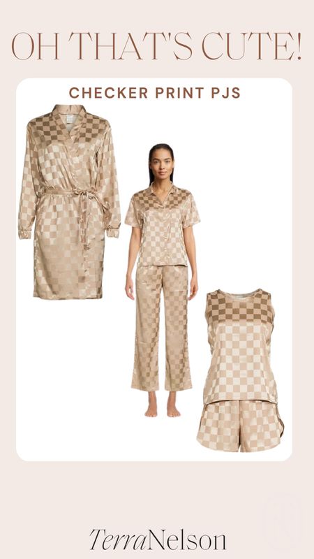 Mother’s Day gift idea / checker print pajamas/ Walmart fashion / Gift under $50 / neutral fashion / robe / matching set / sleep set 

#LTKunder50 #LTKGiftGuide #LTKFind