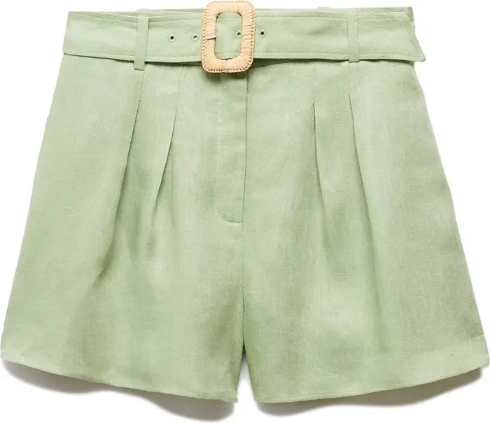 MANGO Belted Linen Shorts | Nordstrom | Nordstrom