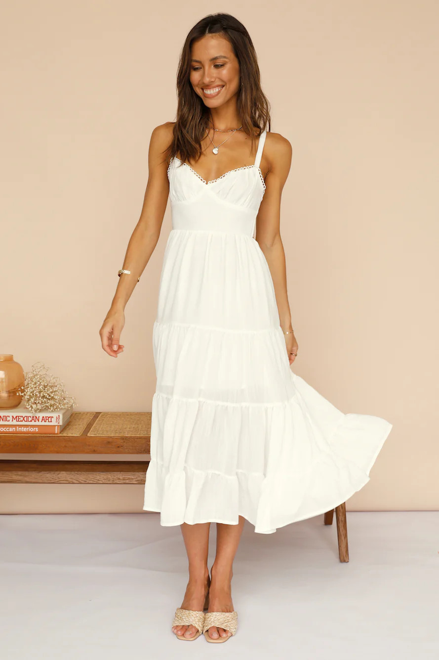 Somebody New Midi Dress White | Fortunate One