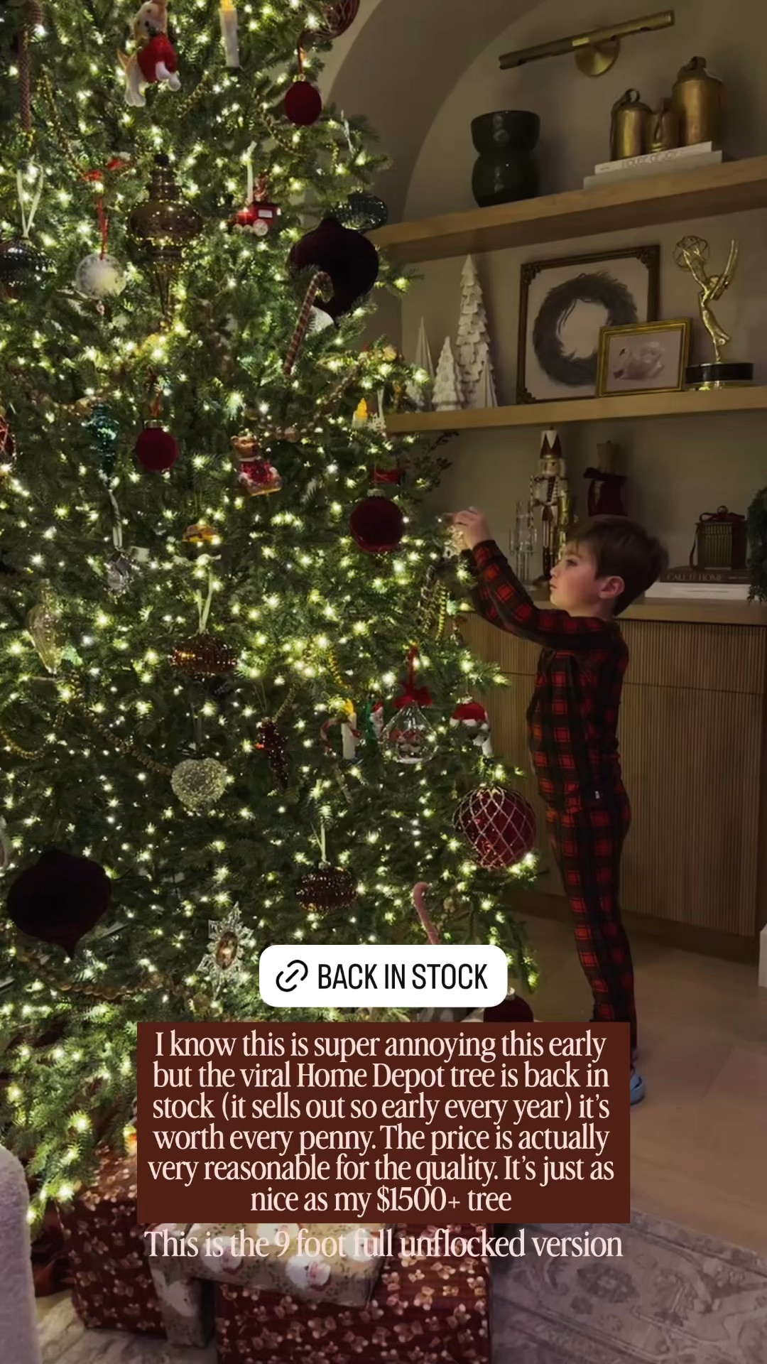 Back in stock! This viral Home Depot tree sells out every time!! It’s so worth it I have both the 9 and 7.5’ full unflocked