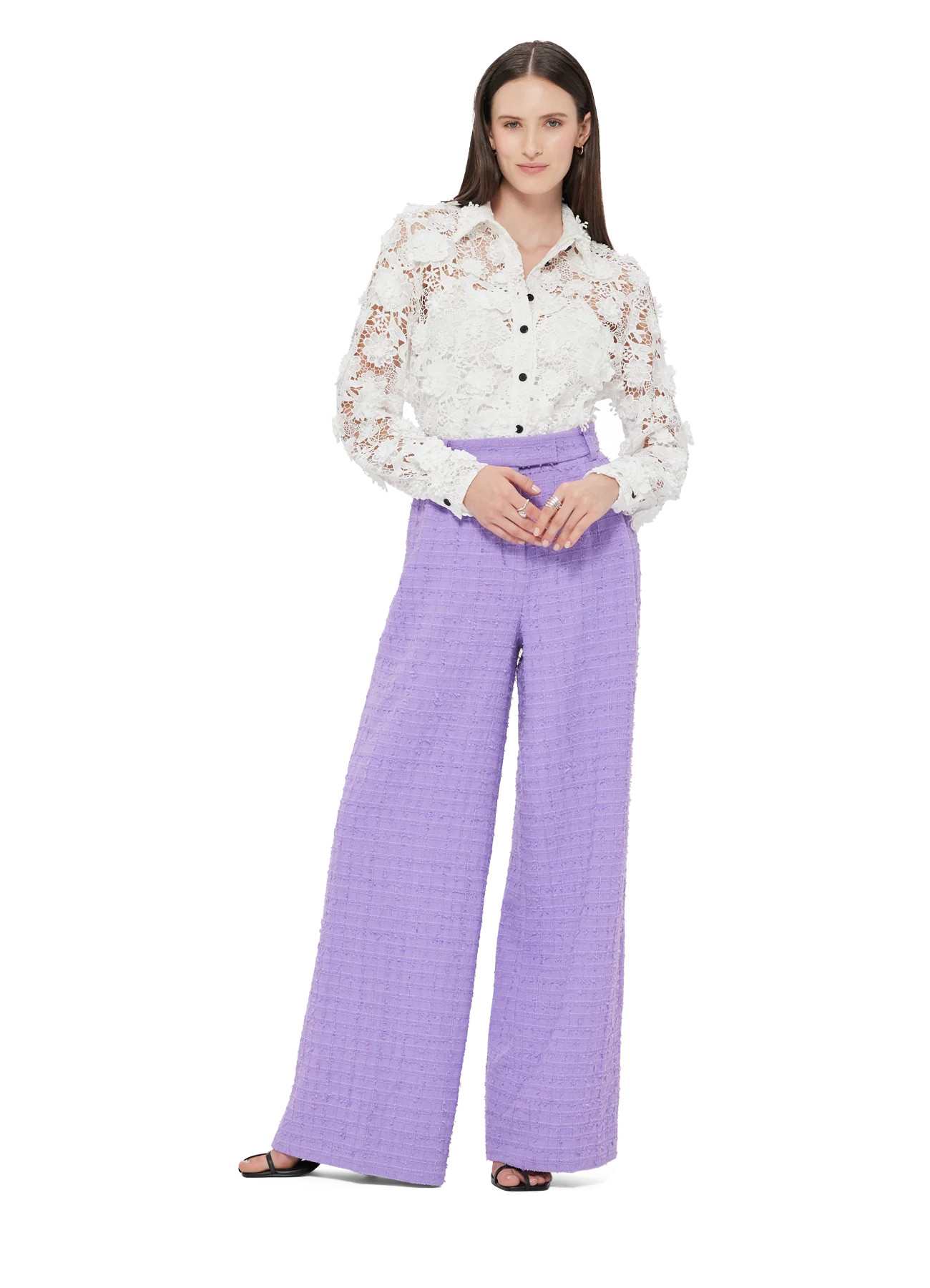 Elisha Tweed Wide Leg Pants - Violet | LEO LIN