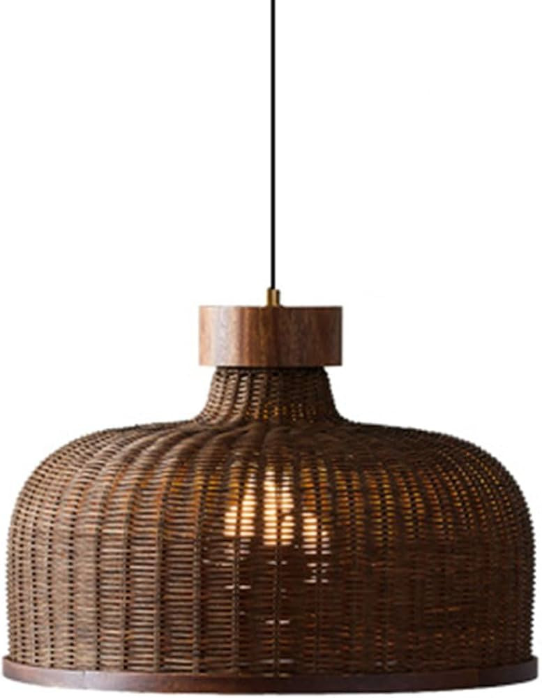 Vintage Ceiling Pendant Lamp Rattan Plaited Articles Craft Chandelier Woven Lantern Hanging Light... | Amazon (US)