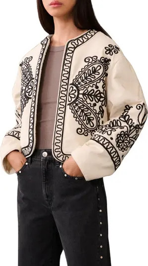 MANGO Embroidered Crop Jacket | Nordstrom | Nordstrom